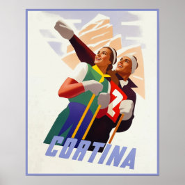 Resemålningaffisch för Cortina d'Ampezzo, Italien. Poster