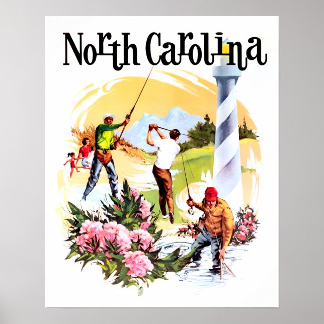 Resemålningaffisch för North Carolina Poster (Framsidan)