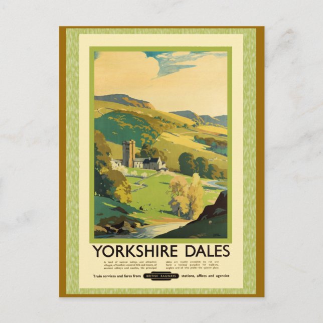 Resemålningaffisch för Yorkshire Dales Vykort (Framsida)