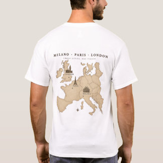 Resemåtte för europeiska städer i gammalt pengar t shirt