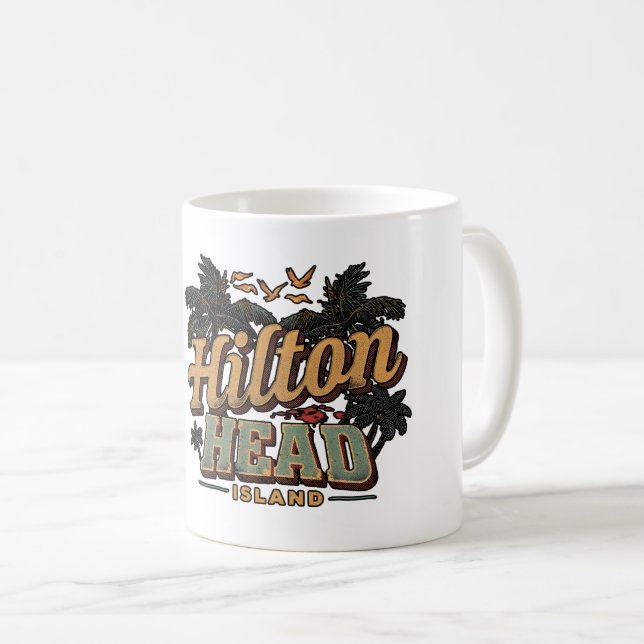 Reseminnelser från Hilton Head Islands fyr i vinta Kaffemugg (Framsida höger)