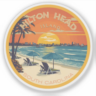 Reseminnelser från Hilton Head Islands fyr i vinta Klistermärken