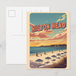 Reseminnelser från Hilton Head Islands fyr i vinta Vykort