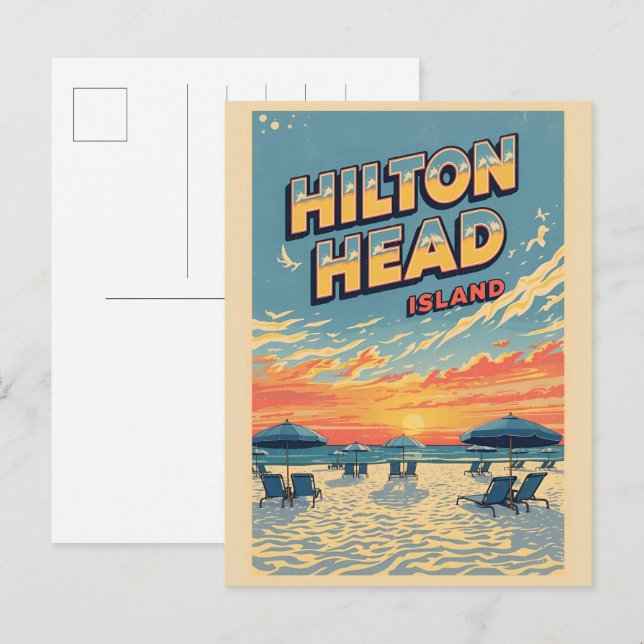 Reseminnelser från Hilton Head Islands fyr i vinta Vykort (Fram/baksida)