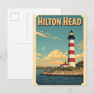Reseminnelser från Hilton Head Islands fyr i vinta Vykort