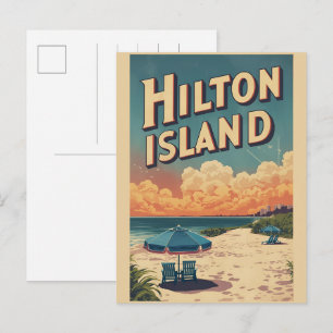 Reseminnelser från Hilton Head Islands fyr i vinta Vykort