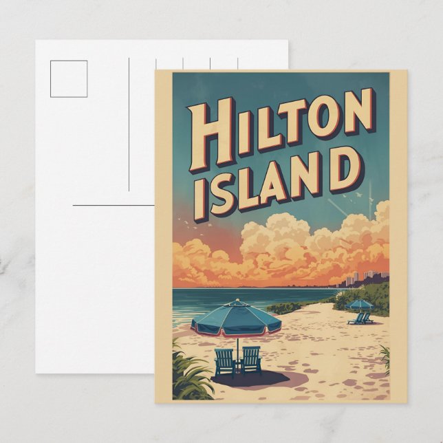 Reseminnelser från Hilton Head Islands fyr i vinta Vykort (Fram/baksida)