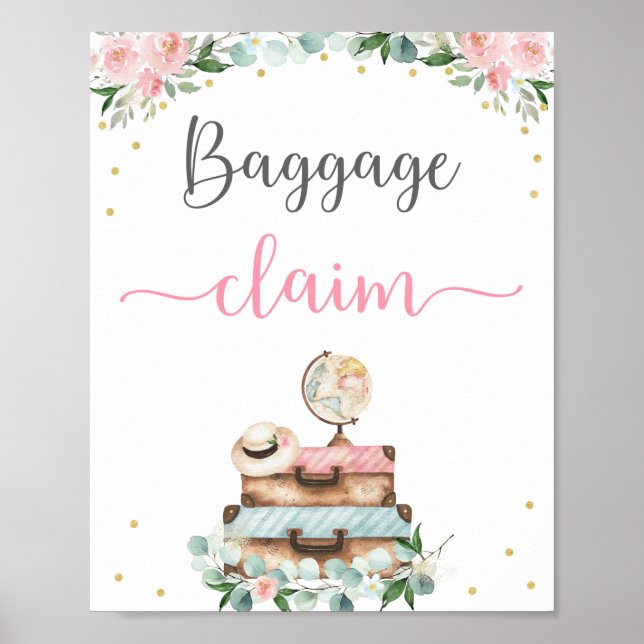 Resemotiv Bröllopsdusch Bagageutlämning Skylt (Framsidan)