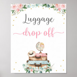 Resemotivt bröllopsdusch Bagageavställningsskylt Poster