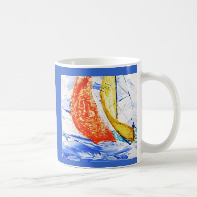 Resemugg för Tävla av segelbåt Original Art Kaffemugg (Höger)