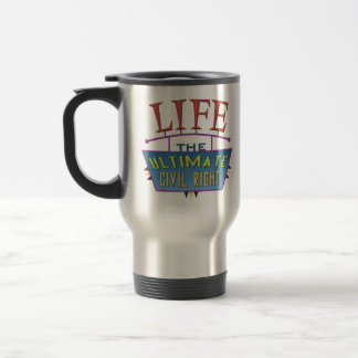Resemugg med ett pro-life-meddelande.