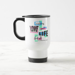 Resemugg med ett pro-life-meddelande.