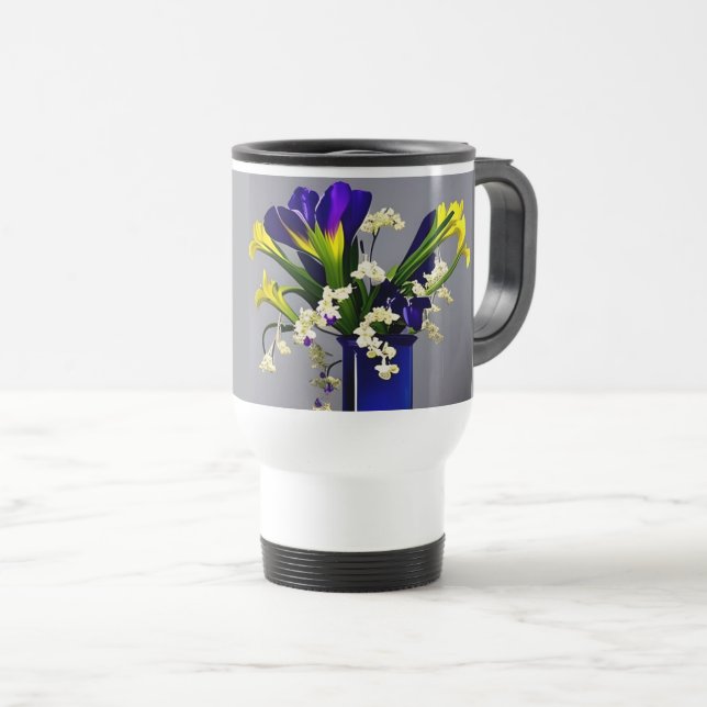 Resemugg vackert blå vas med blommor (Framsida höger)