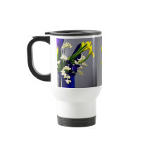 Resemugg vackert blå vas med blommor