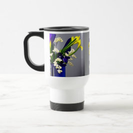 Resemugg vackert blå vas med blommor