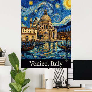 Resenär Venedig Italien Italiensk Semester Poster