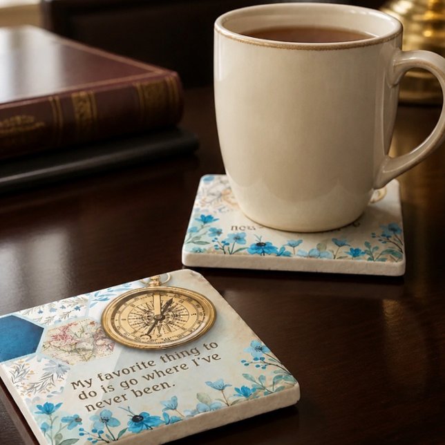 Resenarälskare | Golden Compass Stone Coaster Stenunderlägg (Skapare uppladdad)