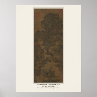 Resenärer på en bergspassagemotiv - Guan Tong Poster