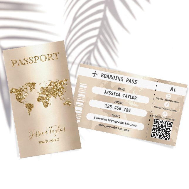 Resepass för passet Agent World Map Boarding Pass Visitkort (Skapare uppladdad)