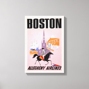 Resepost för Allegheny Airlines till Boston Canvastryck