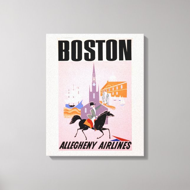 Resepost för Allegheny Airlines till Boston Canvastryck (Framsida)