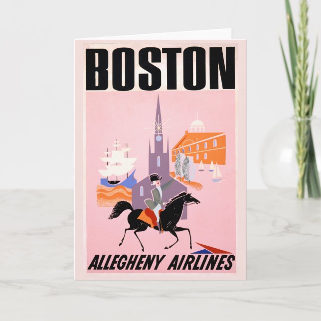 Resepost för Allegheny Airlines till Boston Kort (Framsida)