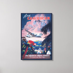 Resepost för sjöflygplan som flyger över Karibien Canvastryck