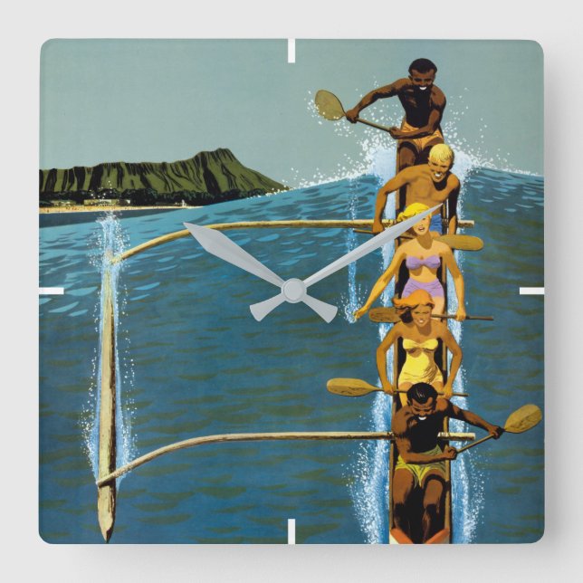 Resepost för United Luft Linjer till Hawaii Fyrkantig Klocka (Framsida)