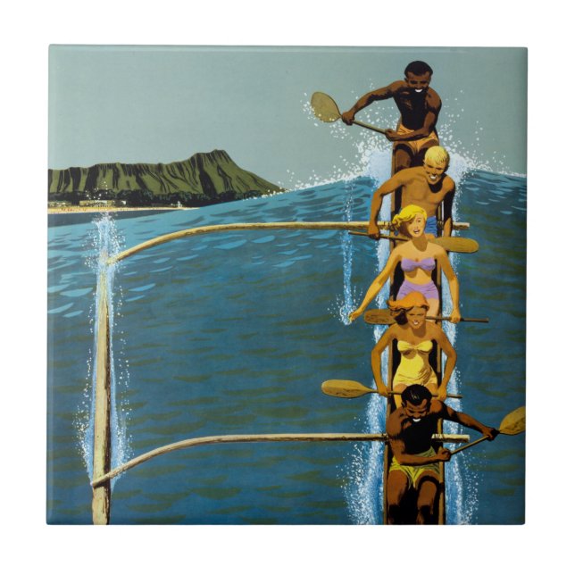 Resepost för United Luft Linjer till Hawaii Kakelplatta (Framsidan)