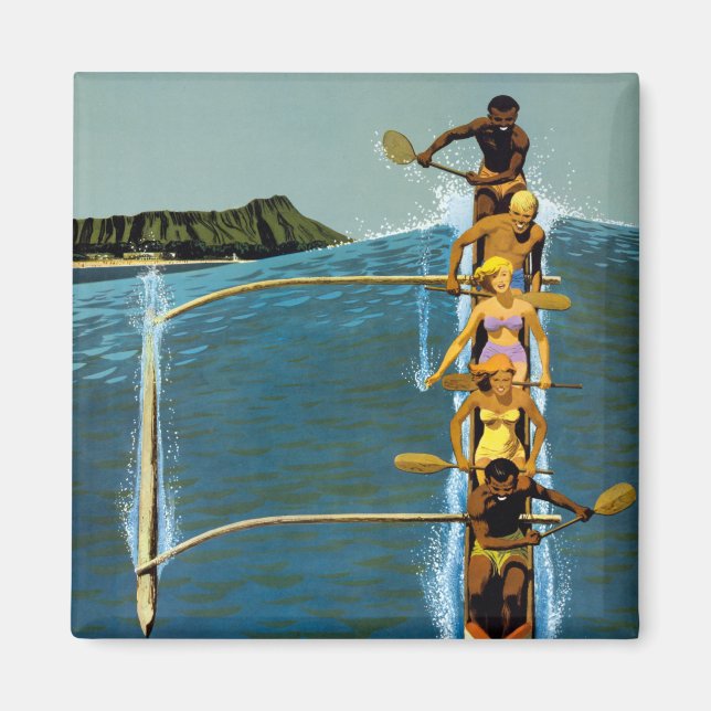 Resepost för United Luft Linjer till Hawaii Magnet (Framsidan)