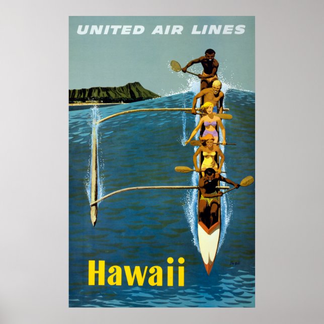 Resepost för United Luft Linjer till Hawaii Poster (Framsidan)