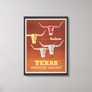 Reseposter för amerikanska flygbolag till Texas Canvastryck