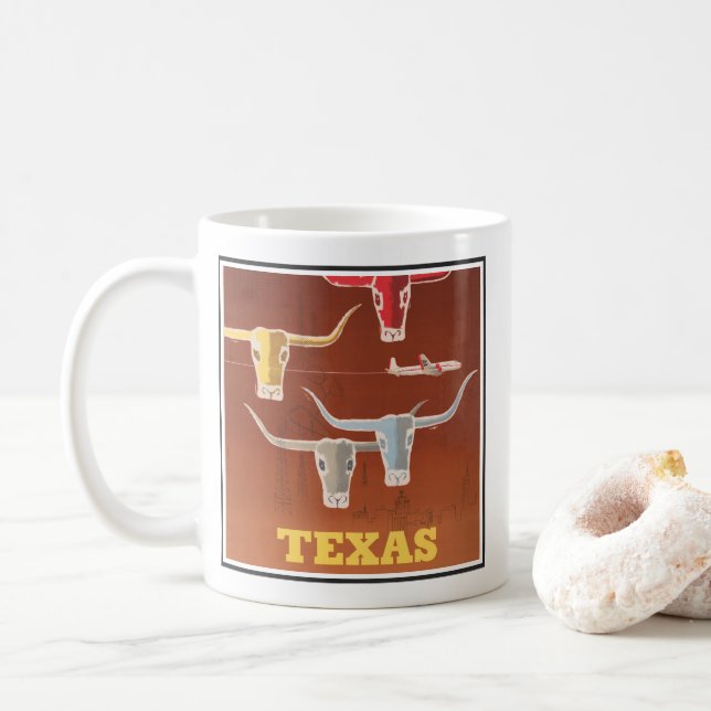 Reseposter för amerikanska flygbolag till Texas Kaffemugg (Med munk)