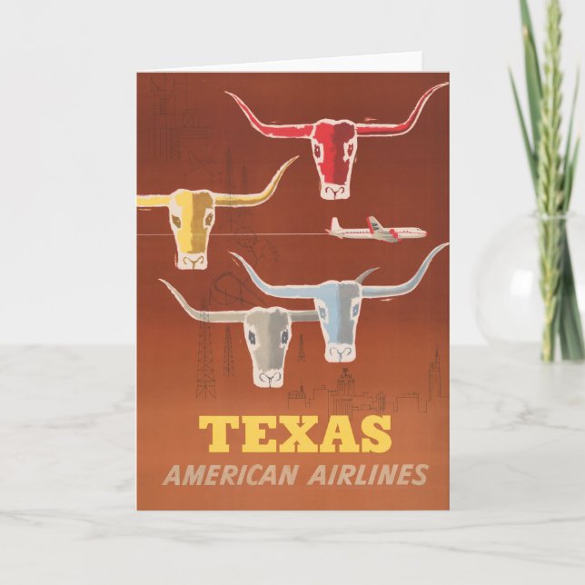Reseposter för amerikanska flygbolag till Texas Kort (Framsida)