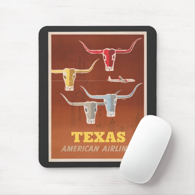 Reseposter för amerikanska flygbolag till Texas Musmatta (Med mus)