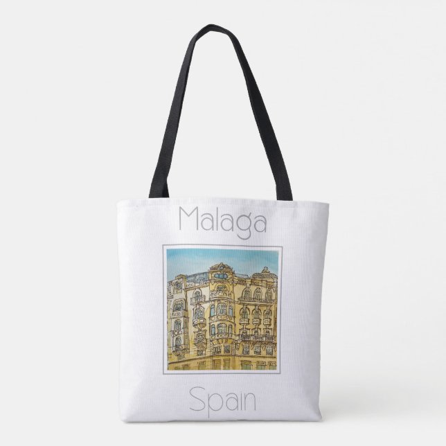 Reseposter för Malaga Spanien Tygkasse (Baksida)