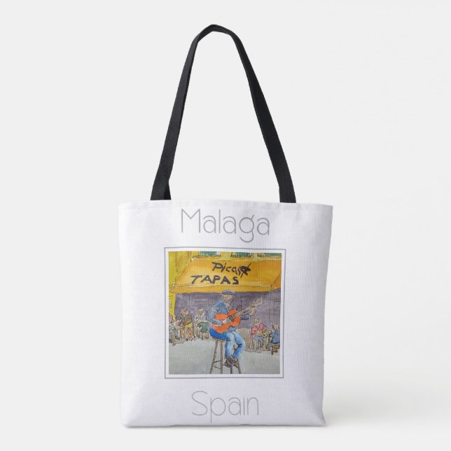 Reseposter för Malaga Spanien Tygkasse (Baksida)