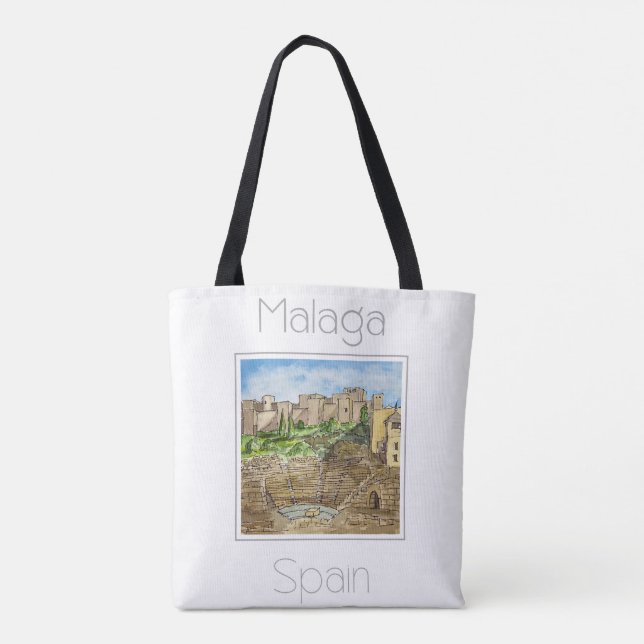 Reseposter för Malaga Spanien Tygkasse (Baksida)