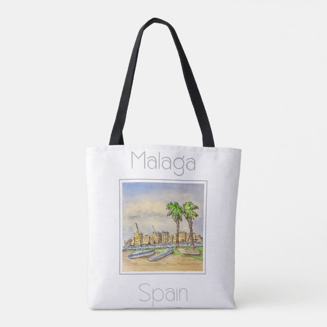Reseposter för Malaga Spanien Tygkasse (Baksida)