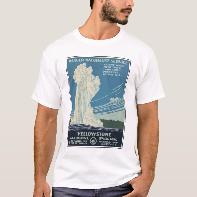 Reseposter för nationalparken Yellowstone T Shirt (Framsida)