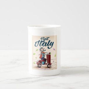 Resepostkort för Italien av vintagens tecknad. Benporslin Mugg
