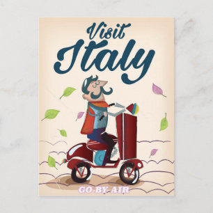 Resepostkort för Italien av vintagens tecknad. Vykort