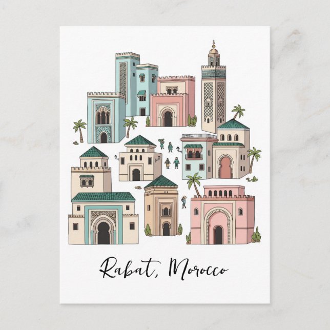 Resepostkort för Rabat Marocko Vykort (Framsida)