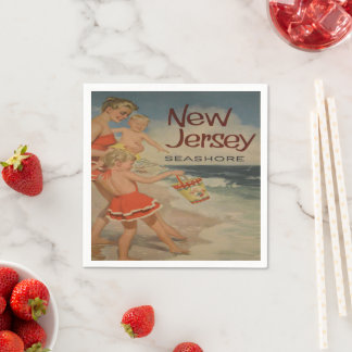 Resepostkort för turistsemester på new jersey-vint pappersservett
