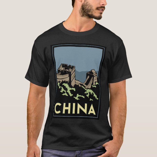 reser den retro väggasia för chinan underbara art tee (Framsida)