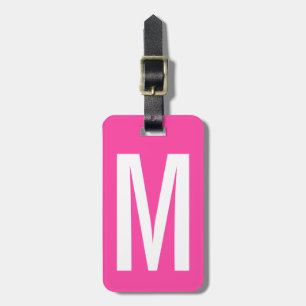 Reser den rosa monogramen för färgrikt neon bagagebricka