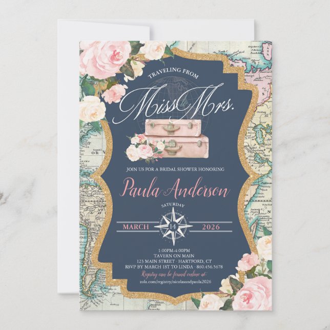 Reser från FROKEN TILL FRU. Bröllopsfest  Inbjudningar (Framsida)