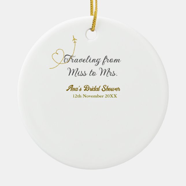 Reser från Fröken till Fru möhippa lägg till namn Julgransprydnad Keramik (Framsidan)