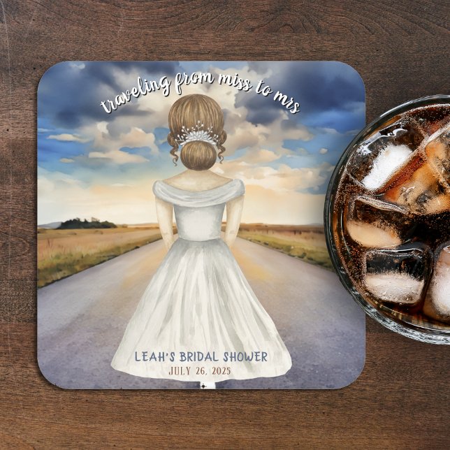 Reser från Fröken till Mrs Bröllopsfest Underlägg Papper Kvadrat (Traveling From Miss to Mrs Bridal Shower Square Paper Coaster
)