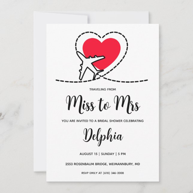 Reser från fröken till mrs möhippa  inbjudningar (Framsida)